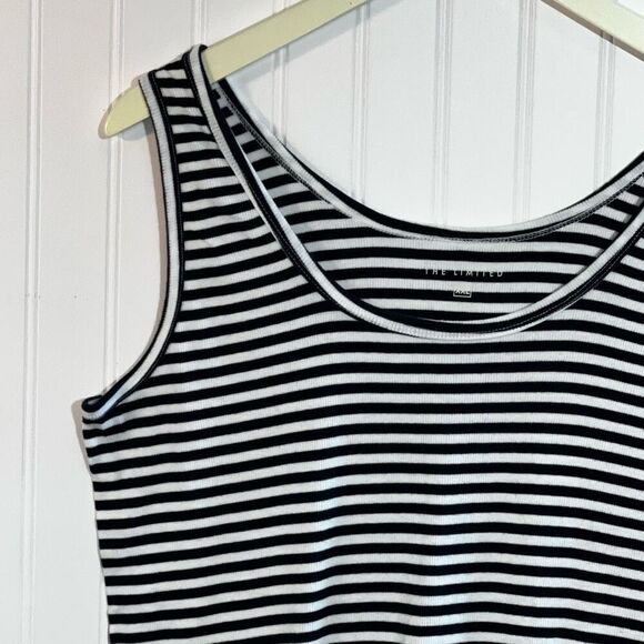 The Limited Stripped Ribbed Tank Top Womens XXLarge White Blue Made In Cambodia - Picture 2 of 9